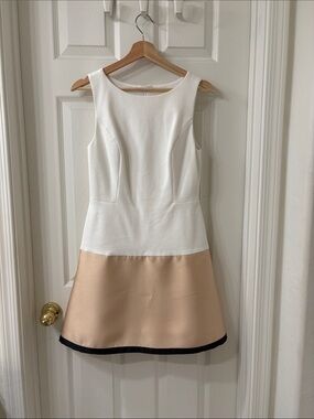 Maeve White and Beige Colorblock Cocktail Dress
